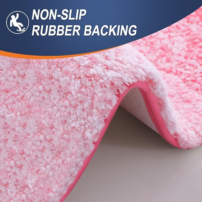 OLANLY Bathroom Runner Rugs 44x24, Extra Soft Absorbent Microfiber Bath Rugs, Rubber Backing, Quick Dry, Machine Washable Bath Mats for Bathroom Floor, Tub and Shower, Home Decor Accessories, Pink
