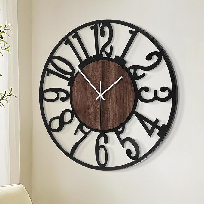 1st owned Wall Clock for Living Room -16" Silent Non Ticking, Battery Operated