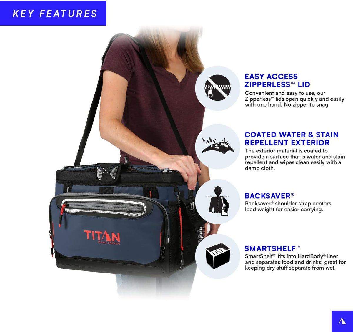 Titan by Arctic Zone Deep Freeze Cooler - Zipperless Design with Superior Insulation | Durable HardBody Liner