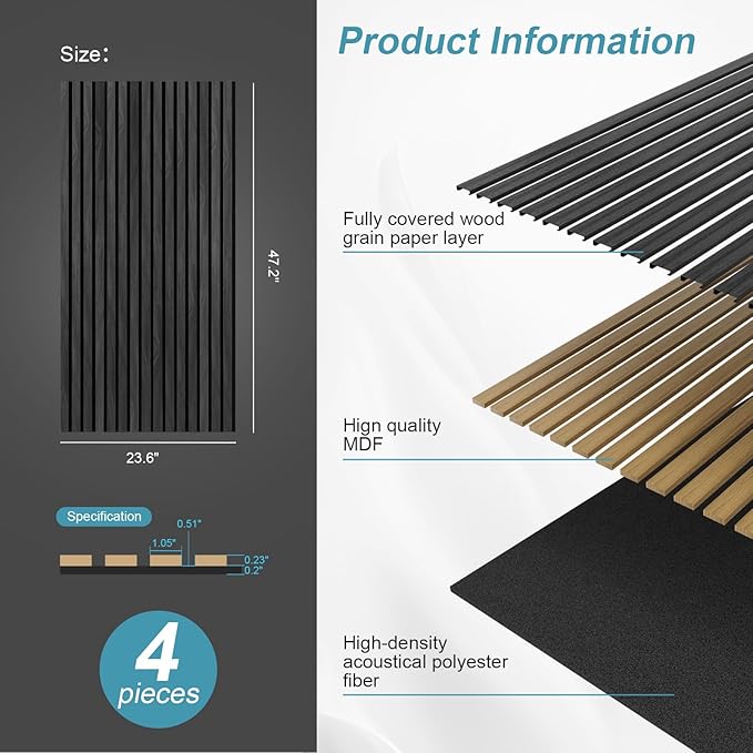 Wood Slat Acoustic Wall Panels-3D Fluted Sound Absorbing Panel
