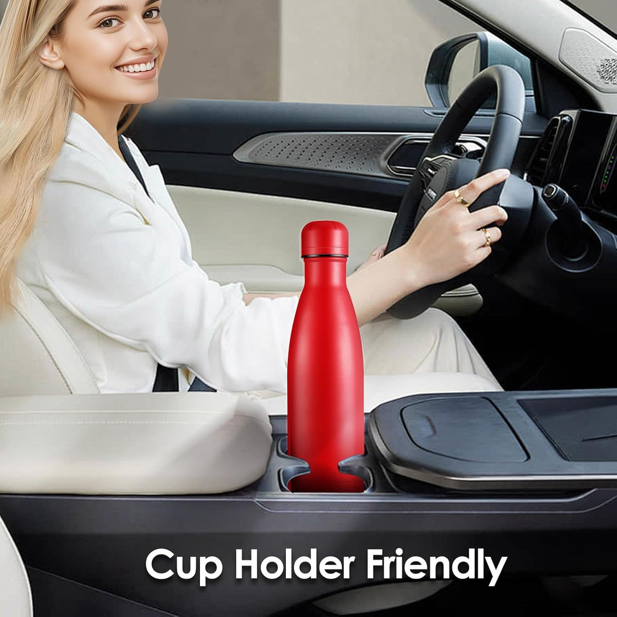 17oz Cola-Bottle Shaped Stainless Steel Leak-proof Water Bottle,Double Wall Vacuum Insulated Metal,Travel Mug For Sports Indoors & Outdoors,BPA-Free School Kids Flasks,Red(1Pack)