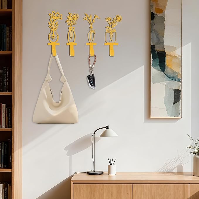 Decorative Wall Hooks, Metal Flowers Wall Decor
