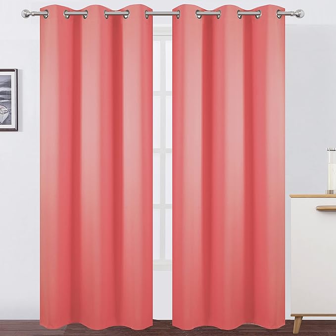 LEMOMO Blackout Curtains 42 x 84 inch/Coral Curtains Set of 2 Panels/Thermal