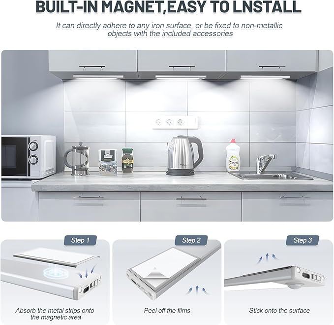 6 Pack Under Cabinet Lights Wireless, 58 LED Motion Sensor Light Indoor