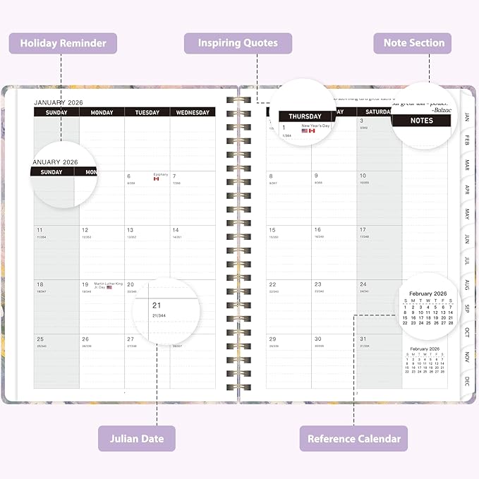 2026 Planner, Weekly and Monthly Calendar Academic Planner, Jan 2026 - Dec 2026, Planning Agenda Book for Desk Accessories and School Supplies - A5 (6.3'' x 8.5'')
