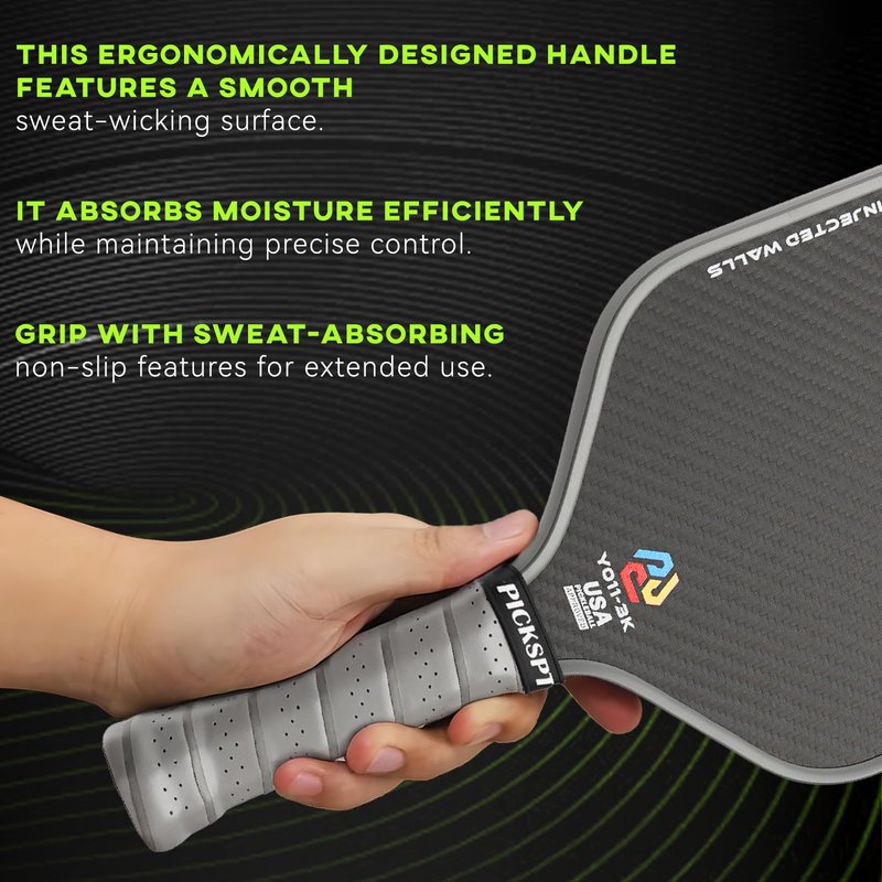 PICKSPT USAPA Approved Pickleball Paddle - 3K Carbon Fiber Surface, 16mm Polypropylene Honeycomb Core, 8oz Lightweight, Thermal Compression Tech, Anti-Slip Grip