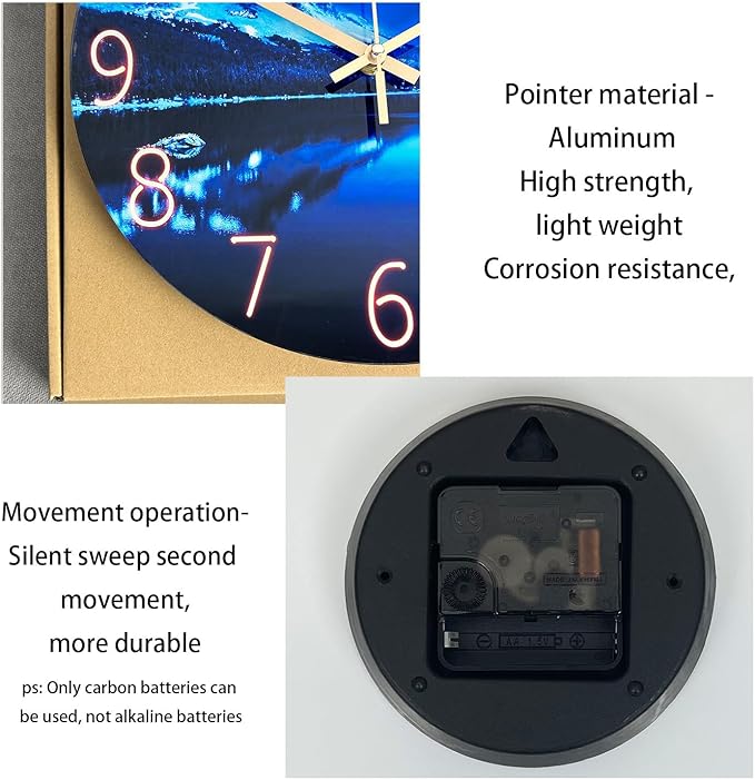 Large Wall Clocks for Living Room Decor Glass 20 Inch Analog Wall Clocks