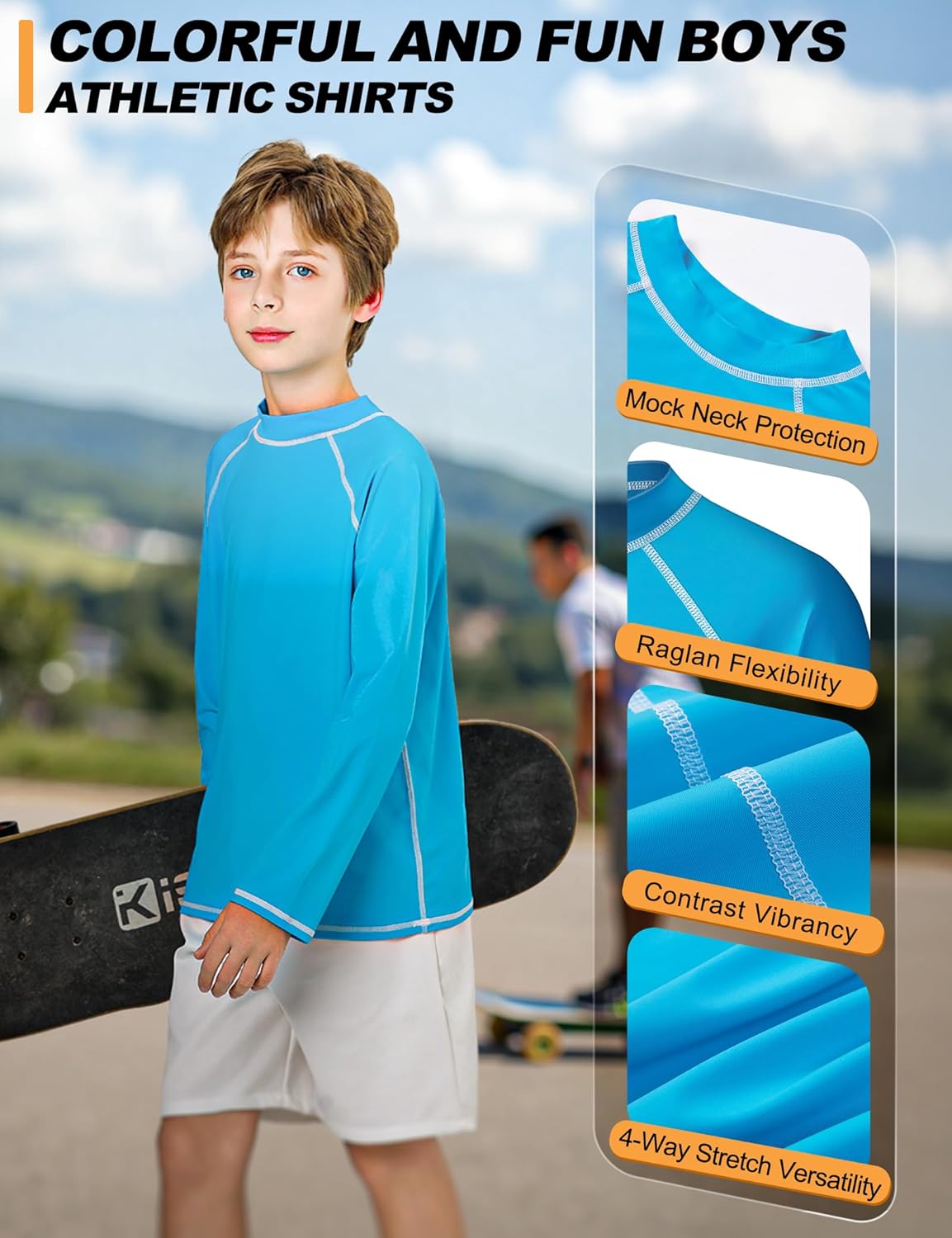 Skiennix Boys Rash Guard Swim Shirt - Long Sleeve UPF 50+ Sun Protection for Kids | Quick Dry, UV SPF