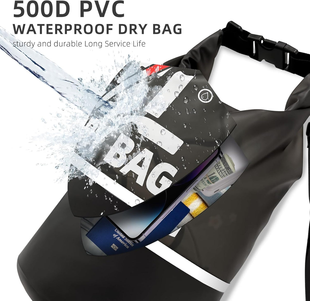 Skiennix Waterproof Dry Bag - 5L Lightweight Roll Top Backpack with Reflective Design & Phone Pouch for Travel, Swimming, Kayaking