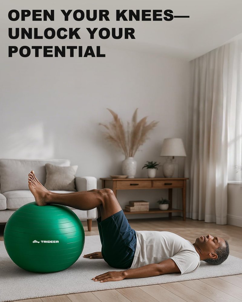 Trideer Exercise Ball for Physical Therapy, Yoga, & Workout Fitness - Core Strength, Balance & Flexibility