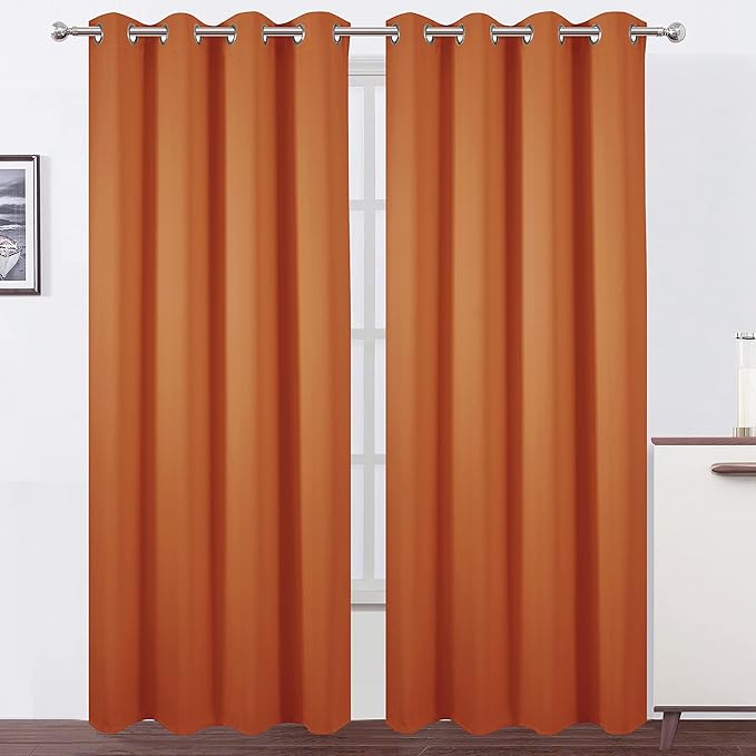 LEMOMO Blackout Curtains 52 x 95 inch/Orange Curtains Set of 2 Panels/Thermal
