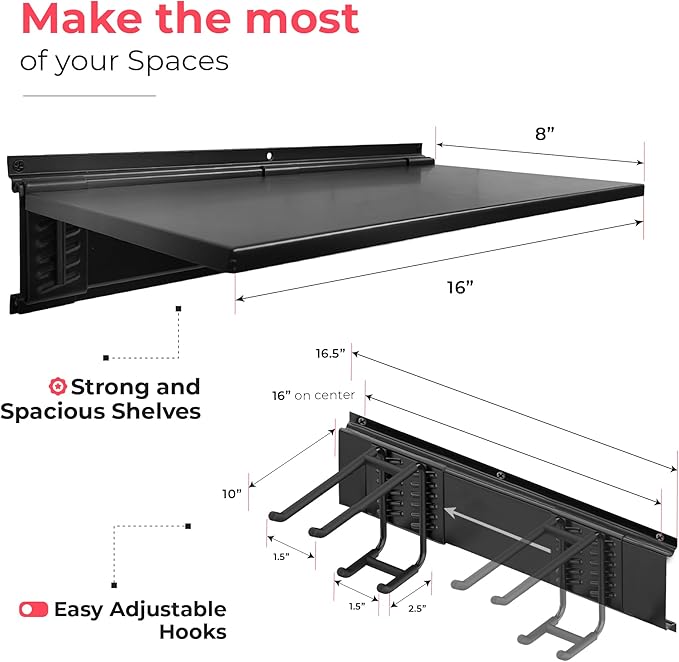 TIDYME Heavy-Duty Garage Wall Storage System | Wall Mounted Tool Organizer Rack