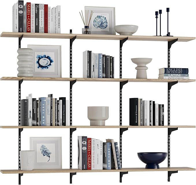 Wallniture Turin 60" Long Wall Bookshelf, Floating Shelves