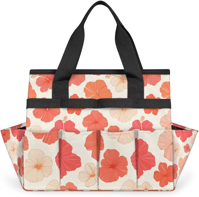 Garden Tote Bag with Pockets Flower Gardening Bags for Tools Organizer Heavy Duty Storage Bag with Handle for Lawn Yard Casual