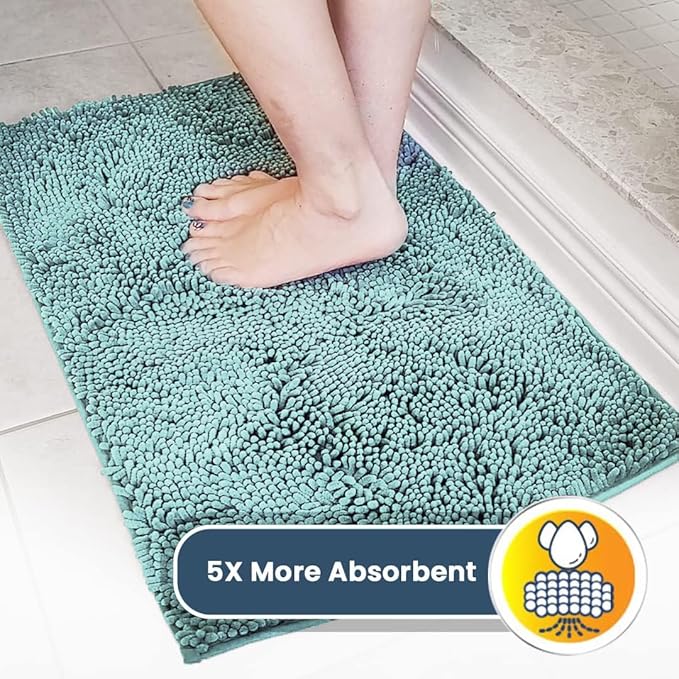 Muddy Mat® | Super Water Absorbent Door Mat Indoor, Microfiber Quick Dry Chenille Entryway Rug, Slip Resistant Front Door Mat, Indoor Mats for Entryway, Machine Washable Pet Rug, Sea Green 30" x 60"