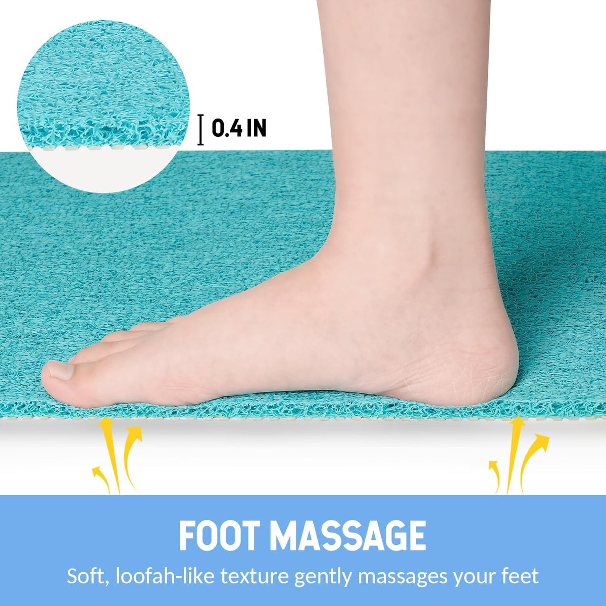 Non-Slip Bathtub Mat, Anti Slip Shower Mat, Fast Drying Bathtub Mats, Foot Scrubber Mat, Anti Slip Mat for Tub, Floor, Bathroom, Kitchen, Home, Hotel (Turquoise Blue 24"×24")