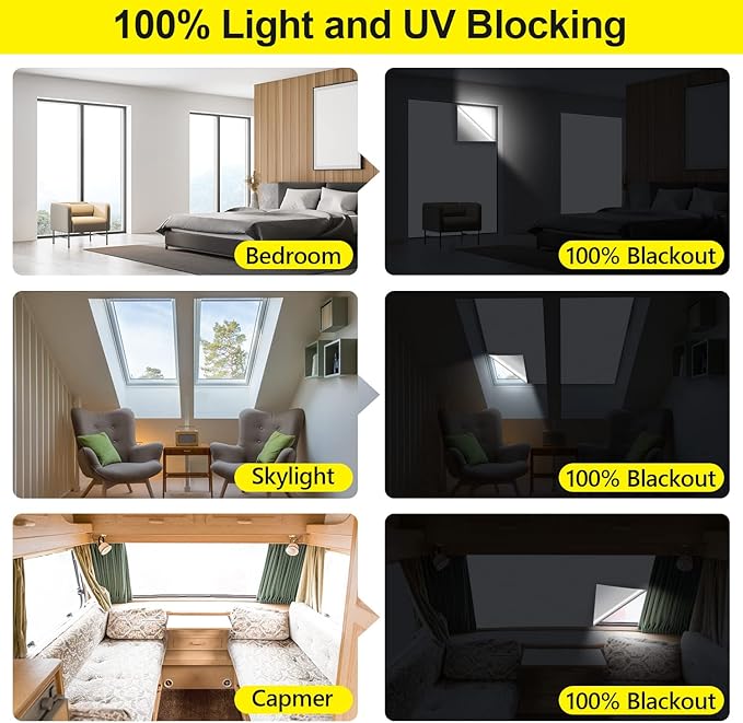 FADOTY Blackout Curtains for Bedroom, Portable 100% Black Out Window Cover Film