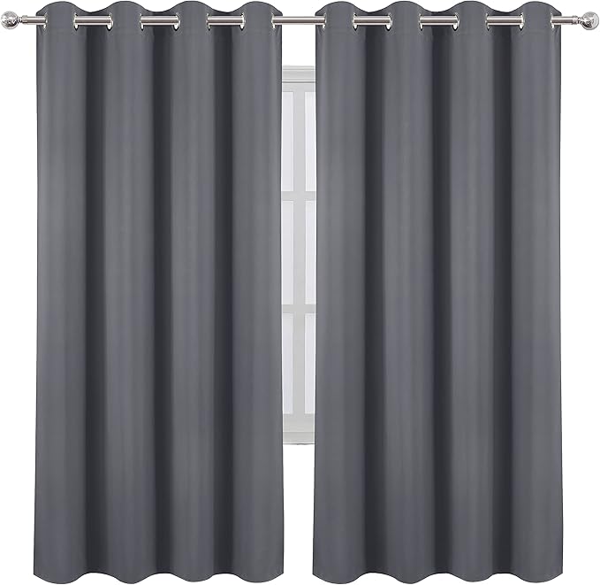 LEMOMO Grey Thermal Blackout Curtains/52 x 72 Inch/Set of 2 Panels Room