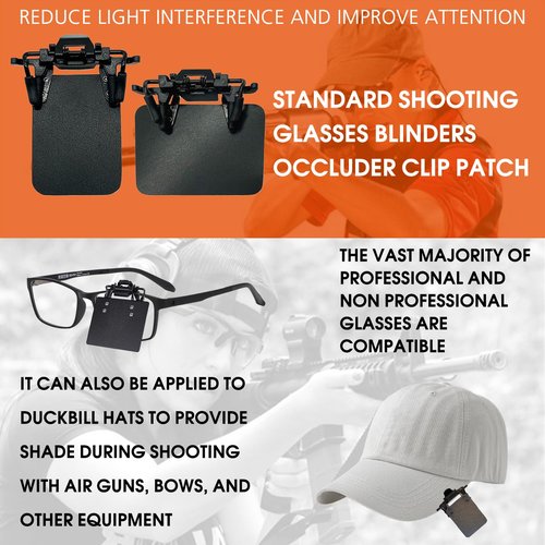 Pacify 2 PCS Shooting Glasses Blinders, International Standard Shooting Glasses Occluder Clip Patch for Shooting Archery Aim Assistance