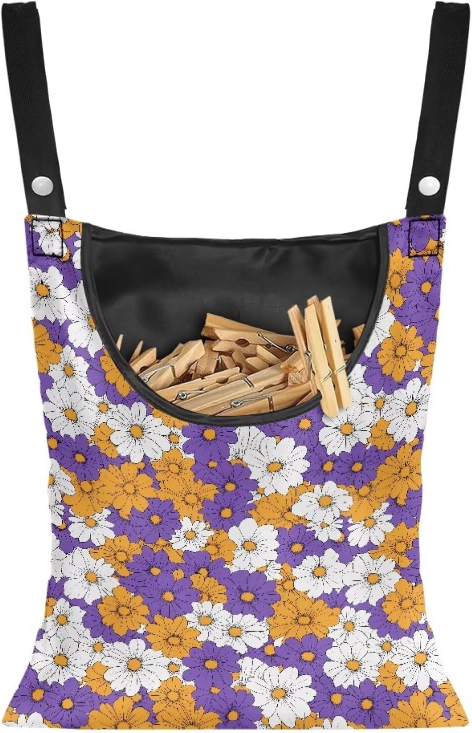 2 Pcs Clothes Pin Hanging Bag, Hippie Flower Multi-Functional Clothespin Bag for Clothes Pin Hanging Bag and Pin Bag Fits Outdoor Laundry Clothesline