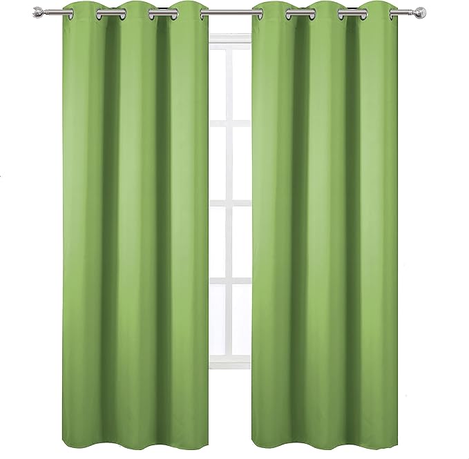 LEMOMO Light Green Thermal Blackout Curtains/42 x 95 Inch/Set of 2 Panels Room