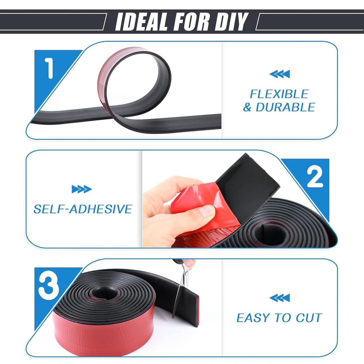 Adhesive Rubber Strips Neoprene Rubber Sheets, Rolls & Strips with Adhesive Backing Rubber Pads Self Stick Seal Rubber Gasket Adhesive Back for Matting Padding - 1" Wide x 1/5" Thick x 20' Long