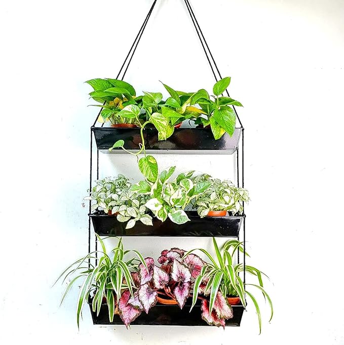 LaLaGreen 16 Inch Wall Mounted Tiered Planter