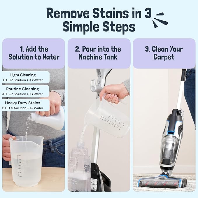 Sunny & Honey Carpet Cleaner Solution - Deep Stain Remover & Odor Deodorizer - Pet Carpet Cleaner & Rug Shampoo (32 Fl Oz, Light Lavender)