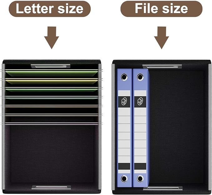 Huolewa File Organizer Boxes with Lids, Collapsible Faux Leather Hanging File Folder Box Organizer with Plastic Slide, Decorative Home/Office Filing System Boxes for File and Folders Storage