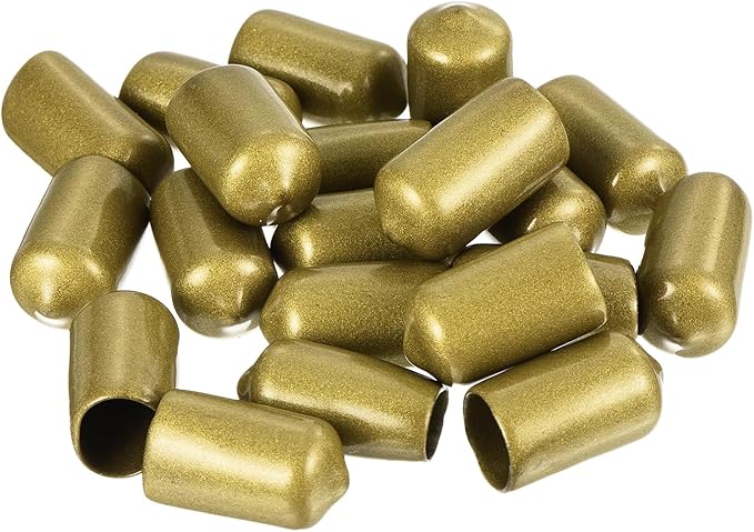 uxcell 20pcs Rubber End Caps 11.5mm ID Vinyl Round Tube Bolt Cap Cover Thread Protectors Gold