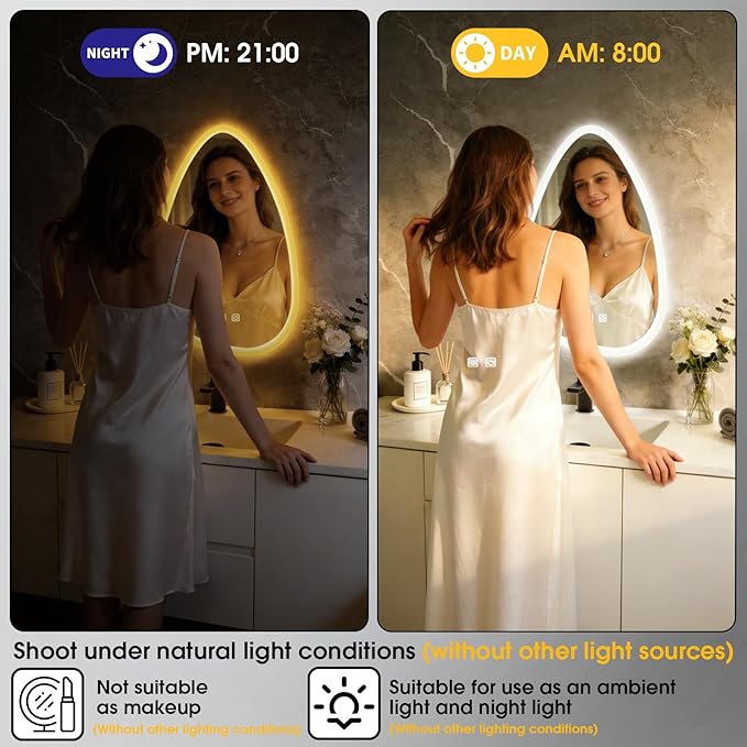 16x24 LED Bathroom Mirror with Lights Irregular, Lighted Bathroom Vanity Mirror