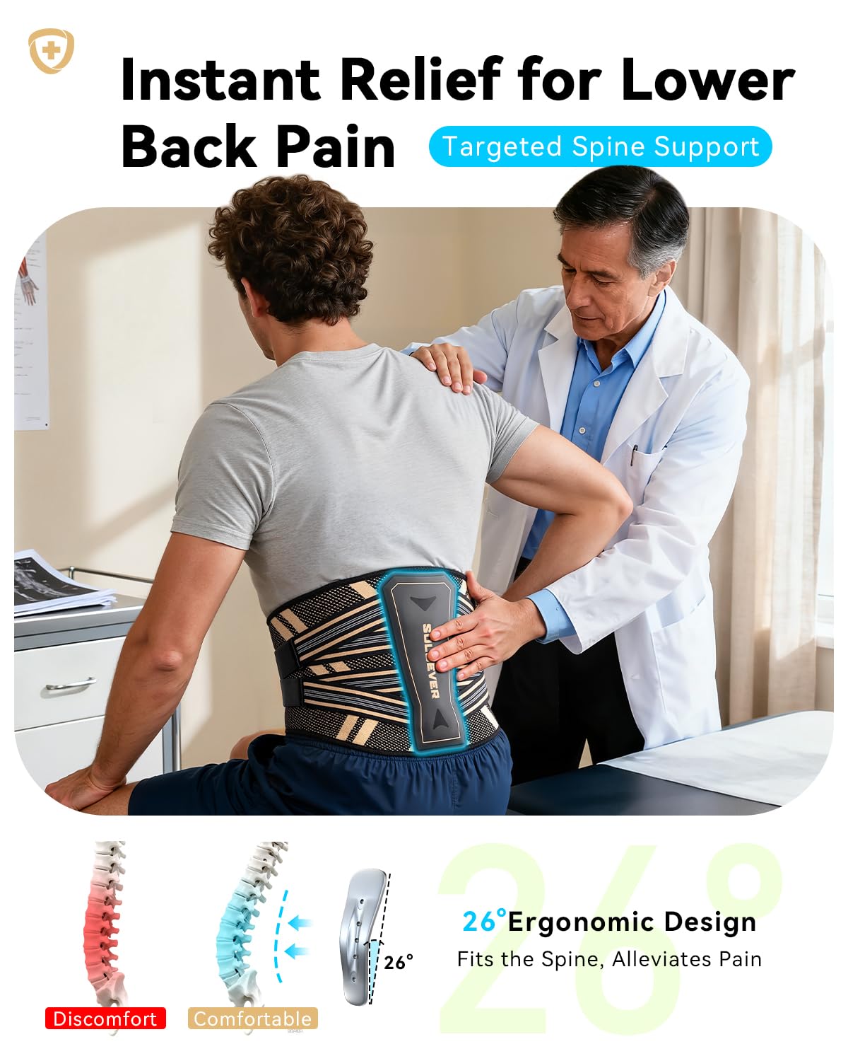 Ultra Breathable Back Brace - Medical Grade Copper Infused Lumbar Support for Pain Relief | Adjustable for Sciatica & Herniated Disc (Large)