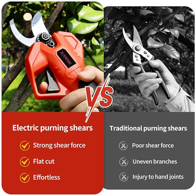 Electric Pruning Shears, 2 inch (50mm) Cutting Diameter Electric Pruner with LCD Display 2 * 2.0Ah Batteries Brushless Cordless Garden Shears for Branch, Fruit, Yard and Tree Trimming