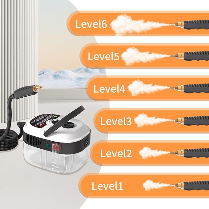 STRCEAT Handheld Pressurized Steam Cleaner,2500W Handheld High Temp Portable Cleaning Machine, Cleaning for Couch, Auto, Floor and More (White)