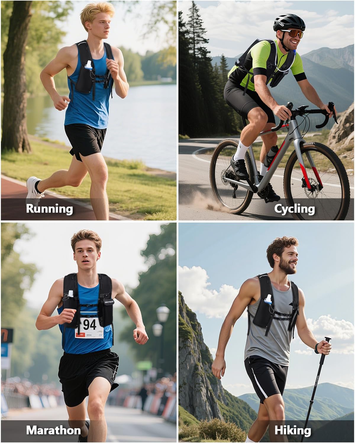 Skiennix Running Hydration Vest - Lightweight Breathable Pack with 500ml Flask | Adjustable Reflective Straps for Trail Running & Cycling