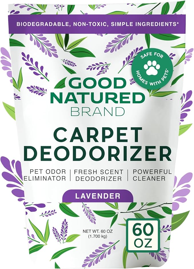 Good Natured Brand | Carpet Deodorizer & Freshener Powder | 60 oz Pet Odor Eliminator for Strong Odor & Pet Urine | Fresh Natural Lavender | Safe for Homes with Pets