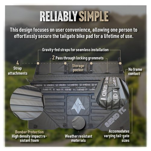Send It. High Roller Tailgate Bike Pad V2 - Truck Accessories for Mountain Bikers, BMX, Ebikes & More (Full Size)