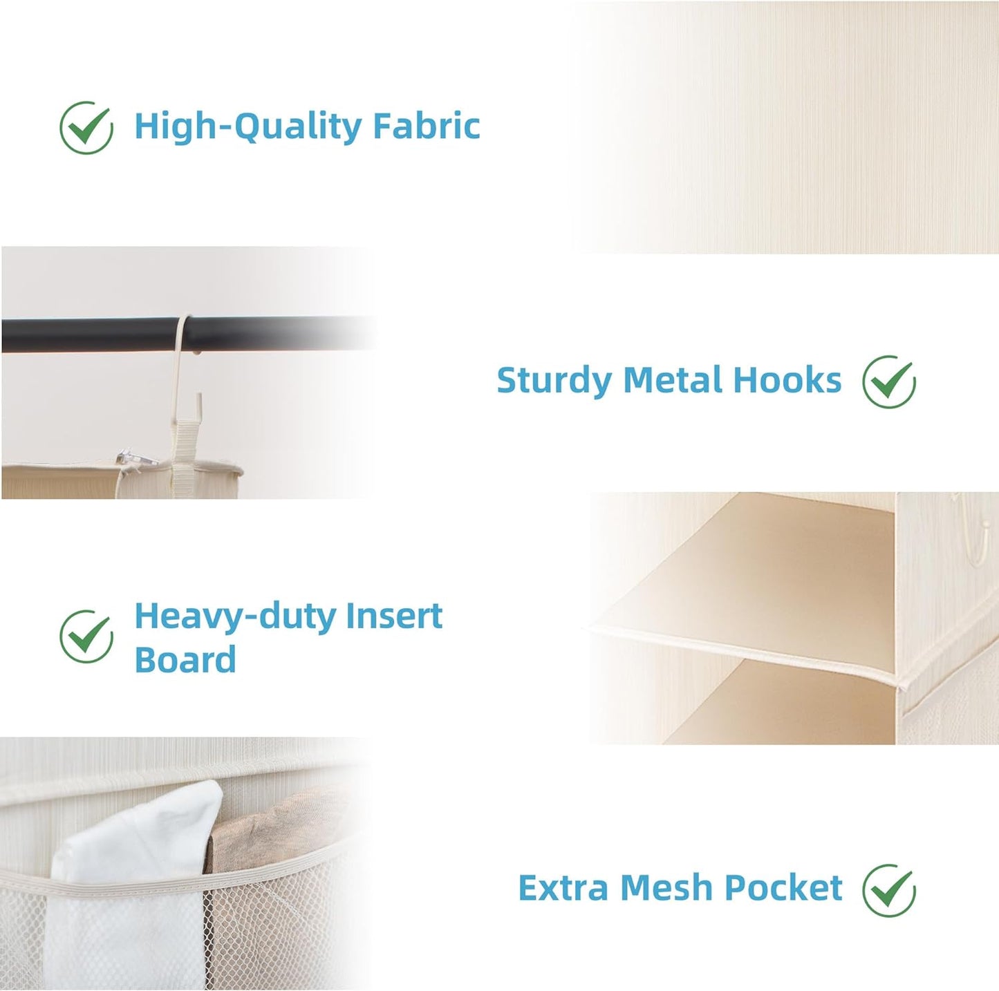 StorageWorks 6-Shelf Jumbo Closet Organizers, Two 3-Shelf Separable Hanging Shelves for Closet, 13" D x 15" W x 48 ¼"H,Mixing of Beige, White & Ivory