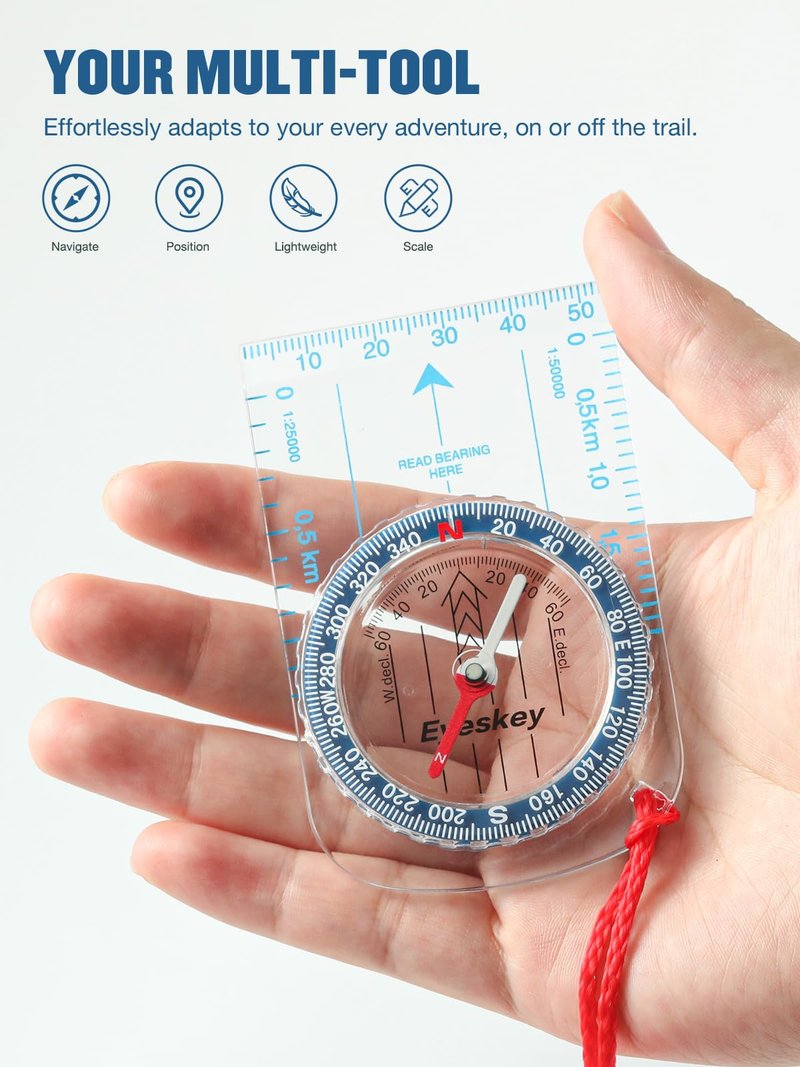 Eyeskey Ultra-Light Compass,Compact Hiking&Mountaineering, Accurate Orienteering Compass with Map Scales for Backpacking, Trekking & Scout Navigation