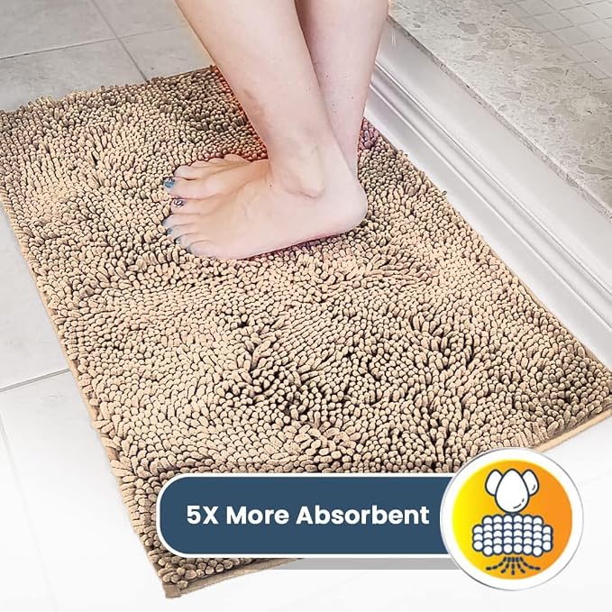 Muddy Mat® | Super Water Absorbent Door Mat Indoor, Microfiber Quick Dry Chenille Entryway Rug, Slip Resistant Front Door Mat, Indoor Mats for Entryway, Machine Washable Pet Rug, Beige 20" x 33"