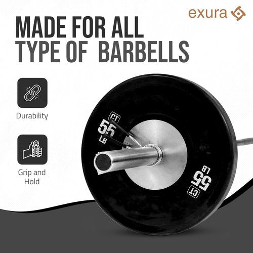 Exura Pack of 2 pairs of Spring Collars 1&2 inch(25mm &50mm) Barbell Clips, Barbell clamps, 2 Pairs of Barbell Collars, Olympic Barbell Clamps Set, Weight Clips For Bars, Weight Bar Clamps