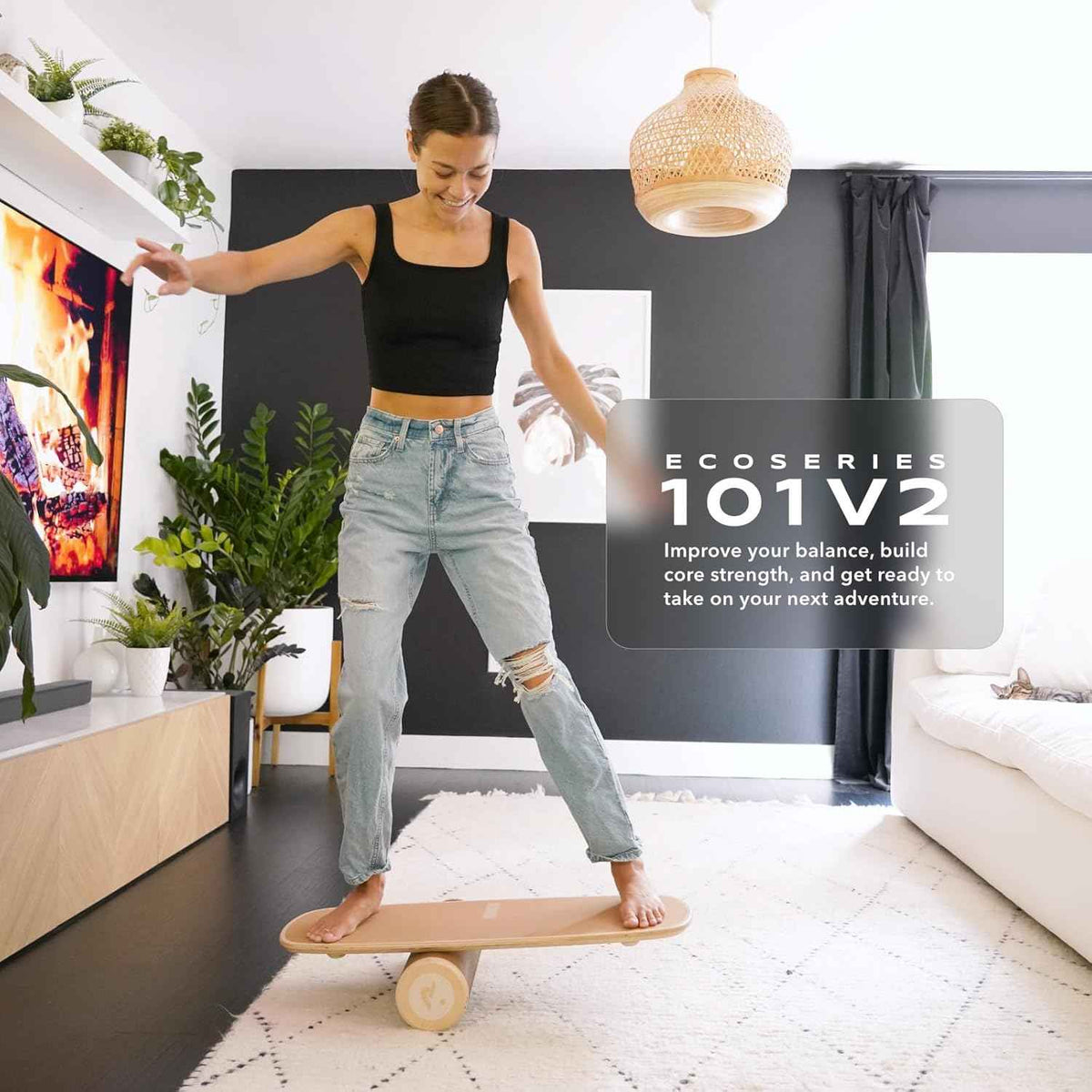 Revbalance 101 v2 Balance Board Trainer - Eco-Friendly Sports Equipment (White)
