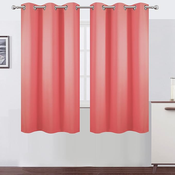 LEMOMO Coral Blackout Curtains 42 x 63 Inch Length/Set of 2 Curtain