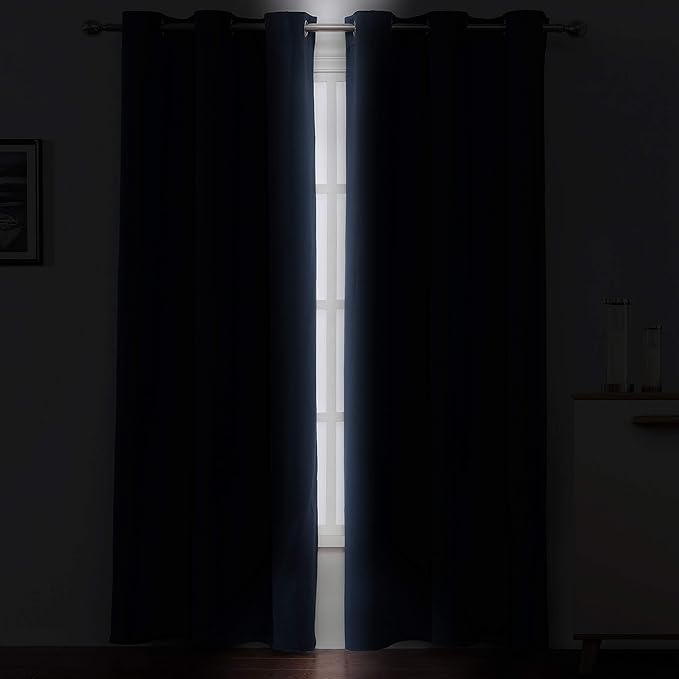 LEMOMO Navy Blue Blackout Curtains 34 x 84 Inch Length/Set of 2 Curtain