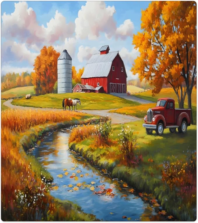 Autumn Farm Lake Trees Dishwasher Magnet Cover for The Front Magnetic Dishwasher Door Covers Dish Washer Sticker Wrap Home Decorative Appliances Panel Decal Kitchen Decor 23" x 26" (Magnetic)