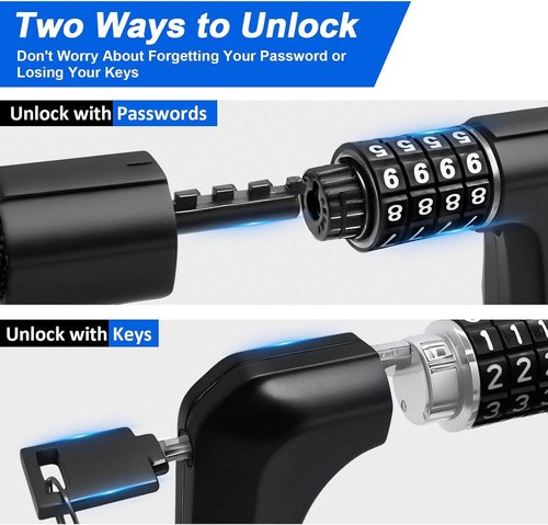 NDakter Heavy-Duty Bike Chain Lock - 4-Digit Combination Security | 1.64 to 4.28 Ft Length for E-Bikes & Scooters