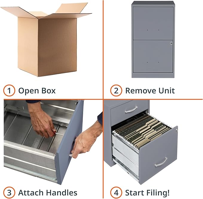 2 Drawer Locking Filing Cabinet | Pre-Assembled Steel Construction | Space-Saving Design is Perfect for Home and Small Office | Letter-Size | Assembled in North America
