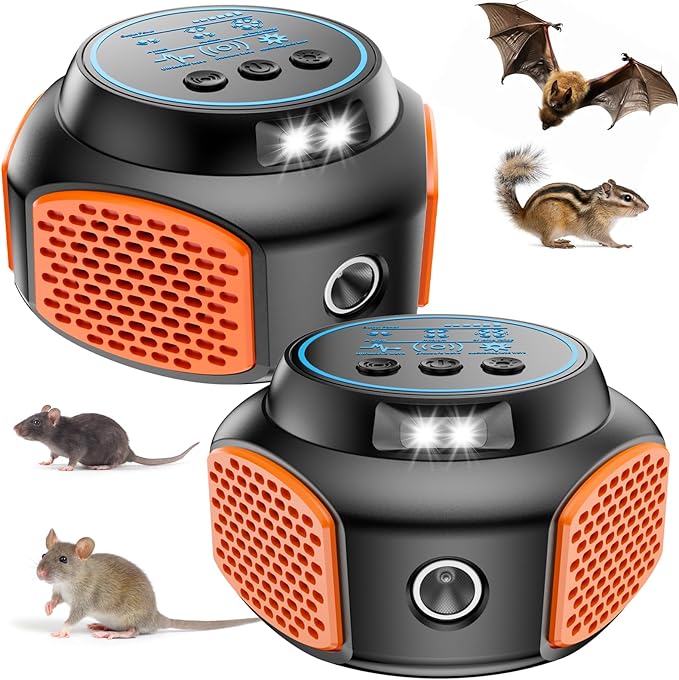 2026 Ultrasonic Mouse Repellent Plug in Indoor Pest Control for Rodent Mice Rat Squirrel Bat Roach Spider Ant Bug,Electronic Repellent Device Mouse Traps for Basement House Kitchen Garage 2pack