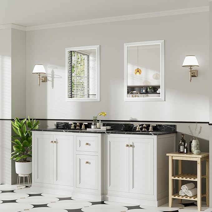 24x32 Inch White Bathroom Mirror