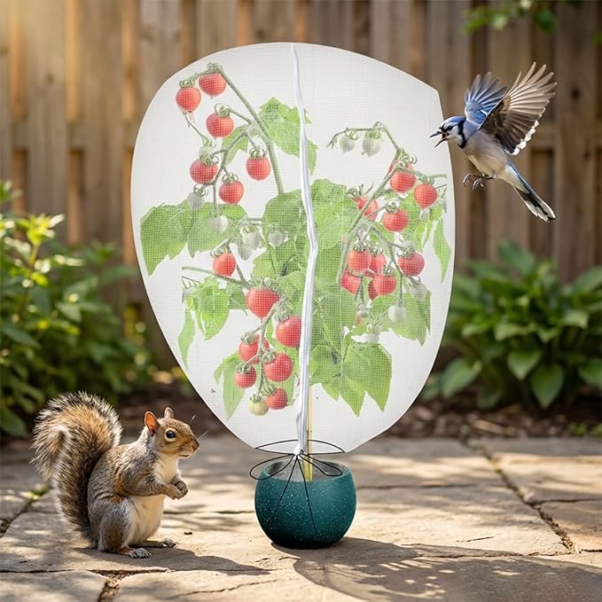 Gardtree 2PCS 6.5 × 7.8 FT Large Fruit Tree Netting Covers with Double Zipper & Drawstring, Garden Mesh Barrier for for Blueberry Bushes, Tomato & Citrus – Easy-Access Mesh Bird & Squirrel Barrier